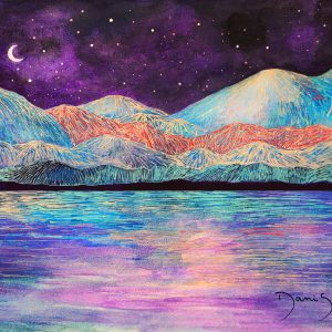 "Sueños de luna crecienteAcuarela y làpiz. Reproducción tamaño a3. $15.000