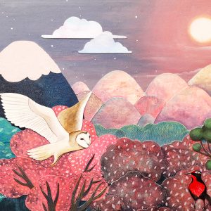 "Sueño de Lechuza Luminosa ". Acrílico. Reproducción tamaño a3. $15.000
