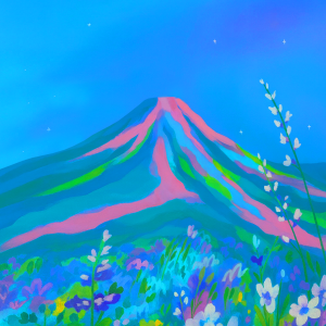 "La noche en Rukapillán". Pintura digital. Tamaño a3. $15.000
